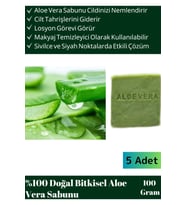 Özel Üretim %100 Doğal Tüm Vücut Kullanım Bitkisel Aloe Vera Sabunu 5 Adet