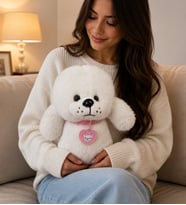 Beyaz Bichon Frise Sevimli Özel Seri Peluş Oyuncak - 40 cm