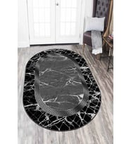 Füme Çerçeveli Kaymaz Taban Yıkanan Oval Salon Halısı AR976 - 100 x 160 cm