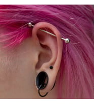 Cerrahi Çelik Industrial Piercing Köprü Piercing Silver Renk (Çok Renkli)