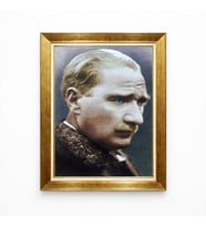 Tablore Atatürk Mavi Gözlü Portre Kanvas Tablo Lüks Altın Çerçeveli