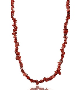 Sertifikalı Doğal Kırmızı Jasper Kırık Taşlı Kolye (Çok Renkli)