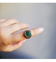14k Altın Yeşil Topaz Taşlı Yüzük