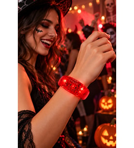 Kırmızı Işıklı Sensörlü Bileklik Müzik Ritminde Yanıp Sönen Halloween Cadılar Bayramı Yılbaşı