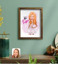 Bk Gift Kişiye Özel Barbie Karikatürlü Portre Doğal Masif Ahşap Çerçeveli Tablo 45x65cm-2, Barbie Filmi, Barbie Hediyelik Eşya, Arkadaşa Hediye