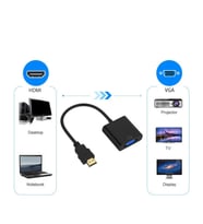 Telefon, Bilgisayar ve TV Uyumlu HDMI'dan VGA'ya Dönüştürücü Aktarıcı Kablo Extra 3.5mm Jack Girişli (Siyah)