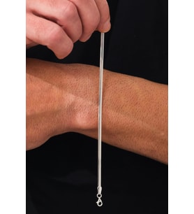 GÜMÜŞ 3.5 MM RODYUMLU ERKEK YASSI İTALYAN EZME YILAN BALIK SIRTI ZİNCİR BİLEKLİK