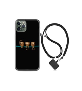 Apple Iphone 13 Pro Max Kılıf Resimli Desenli Silikon Boyun Askılı Üç Maymun 1871