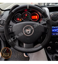 Dacia Duster Mk1 Dikme Direksiyon Kılıfı Alcantara Süet Mat Karbon Gri Yüzük ve Dikiş 2010-2017