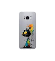 Samsung Galaxy S8 ile Uyumlu Splash Kedi Tasarımlı Şeffaf Silikon Kılıf