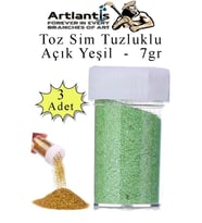 Açık Yeşil Toz Sim Tuzluklu 7 gr 3 Adet Renkli Toz Sim Epoksi Reçine Okul Etkinlik Dekarasyon Slime