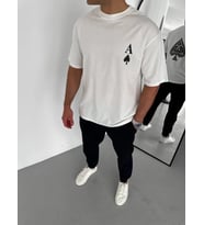 Erkek Baskılı T-Shirt Kısa Kol Bisiklet Yaka Regular Fit Rahat Kalıp Günlük Tişört - Beyaz