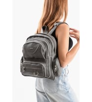 Suni Deri Kadın Sırt Çantası 38*28 Cm Mega Bag Günlük Kullanıma Uygun Çok Cepli İçi Astarlı (Gri)