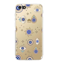 PrintiFy Huawei Y5 2018 ile Uyumlu Nazar Boncuğu 5  Kamera Korumalı Şeffaf Silikon Kılıf