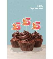 Baby Dinozor Temalı 5 Yaşında Cupcake Süsü '10lu