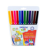 Pensan Kidz Keçeli Kalem 12 Renk İnce Uçlu Keçeli Boya Kalemi (Karışık)