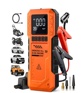 Çantalı 10000mAh 150PSI Akü Takviyeli Oto Bisiklet Motosiklet Hava Kompresörü Lastik Şişirme Pompası (Sarı-Multı)
