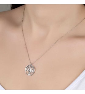 Ucarticaret S-warovski Taşlı Gümüş Hayat Ağacı Bayan Kolye