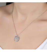 Ucarticaret S-warovski Taşlı Gümüş Hayat Ağacı Bayan Kolye