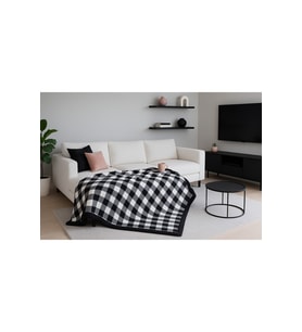 Deluxe Wellsoft Polar Ekosu Tv Battaniyesi Bej Tek Kişilik Battaniye 150x150 Cm (Siyah Beyaz)