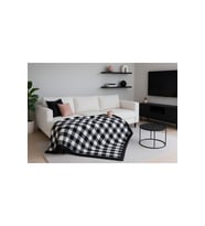 Deluxe Wellsoft Polar Ekosu Tv Battaniyesi Bej Tek Kişilik Battaniye 150x150 Cm (Siyah Beyaz)