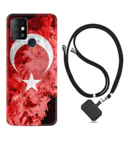 INFINIX Hot 8 9 10 11S Hot 10 Play 10T Kılıf Boyun Askılı Silikon Şanlı Türk Bayrağı 1315