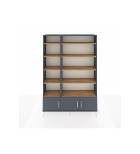 Arges Dolap 10 Raflı 3 Kapaklı 132x30x195 Antrasit-Antrasit/Çam