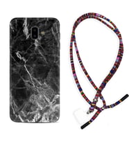 Samsung J6 Plus J7 Prime J7 Pro M20 Kılıf Boyun Asklı Rasta Silikon Kara Mermer 1375