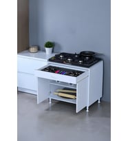 Eliusta Nehir 70 cm Mutfak Dolabı Çok Amaçlı Ankastre Set Ocak Dolabı 70x88x48 cm Raflı 2 Bölmeli Dolap (Beyaz)