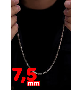 Erkek Gümüş Kolye Yuvarlak Kral Model 7.5 Mm