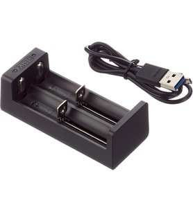 MC2 akıllı CCCV lityum iyon şarj cihazı (5 Volt, 1 A, 2 şarj yuvası) 14500 ila 26650 formatları için