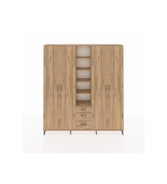 Arges Gardrop 17 Raflı 3 Çekmeceli 4 Kapaklı 220x30x243 Çam-Çam
