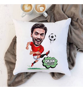 Kişiye Özel Futbolcu Karikatürlü Yastık