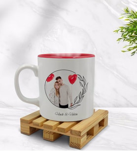 BK Gift Kişiye Özel İsimli Fotoğraflı İçi Kırmızı Renkli Kupa Bardak Model 25