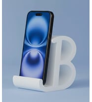 Dekoratif B Harfi Tasarımlı Masaüstü Akıllı Telefon Standı ve Tutucu (Beyaz)