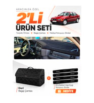 BMW 3.20i (E36) AIRBAGSİZ (1990-2000) Uyumlu Torpido Örtüsü + Deri Bagaj Çantası Seti - Siyah