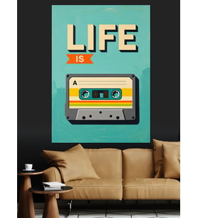 Kaset Retro Müzik Modern Dekoratif Kanvas - Mdf Ahşap Tablo
