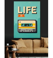 Kaset Retro Müzik Modern Dekoratif Kanvas - Mdf Ahşap Tablo