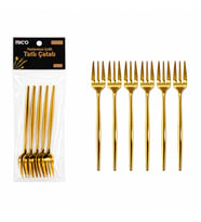 6 Parça Tatlı Çatalı Seti - 13 cm - Gold Renk