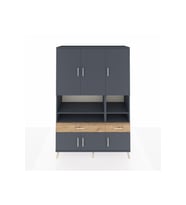 Hyperion Dolap 8 Raflı 2 Çekmeceli 6 Kapaklı 132x44x195 Antrasit-Antrasit/Çam