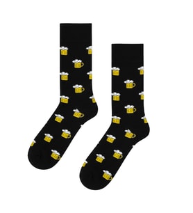 Bira Bardağı Desenli Siyah Unisex Soket Çorap