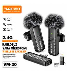 VM-20 Kablosuz Yaka Mikrofonu 2.4G Bağlantı 25M Çekim Mesafeli 360° Ses Algılama İçerik Üreticileri İçerik Üreticileri İçin