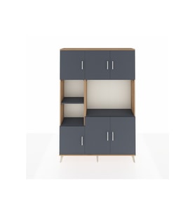 Arges Gardrop 9 Raflı 6 Kapaklı 132x30x195 Çam-Antrasit