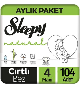 Sleepy Natural Bebek Bezi 4 Beden 104 Adet