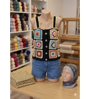 El Örgüsü Motifli Crop Süveter - Boho Chic Tarzı