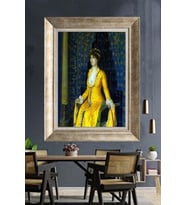 Tablore Osman Hamdi Bey Sarı Elbiseli Kadın Tablosu Çerçeveli Kanvas Tablo