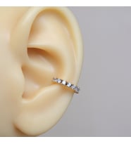 İnce Taşlı Earcuff Taşlı Sıkıştırma Kıkırdak Küpesi (Çok Renkli)