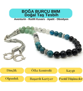 Sertifikalı Boğa Burcu 8mm 33lük Doğal Taş Tesbih