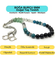 Sertifikalı Boğa Burcu 8mm 33lük Doğal Taş Tesbih