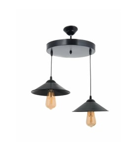 Kampanya Siyah Retro Metal 2 Li Rustik Dekoratif Sarkıt Avize (Burnt Olive)